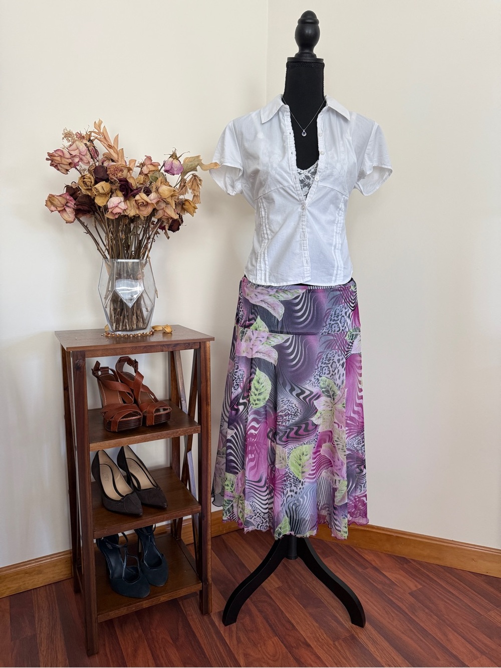 Moody Euro Summer Y2K Animal Print Purple Midi Skirt | Sz. Small